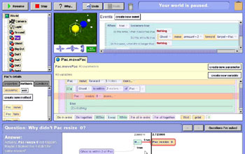 The Whyline's answer to a question during programming of a Pac-Man-like game.