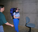 Low vision subject testing the Wearable Low Vision Aid