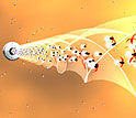 Illustration of beam of light made up of photons