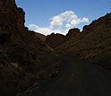 underexposed image of desert road