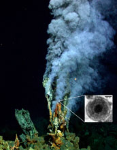 Photo of a black smoker in the Pacific Ocean's Eastern Lau Spreading Center.