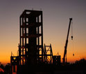 the five-story building used in the April 17, 2012 UCSD shake test taken at sunset.