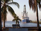 Photo of the scientific drilling vessel JOIDES Resolution in Puntarenas, Costa Rica.