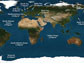 World map showing Cesium-137 levels in the surface ocean as of 1990.