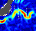 Map showing path and sampling locations of June oceanographic research expedition.