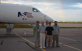 Scientists next to the NSF/NCAR Gulfstream-V aircraft.