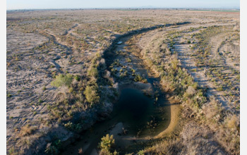 Photo of the Colorado River which runs dry two miles below the Morelos Dam.