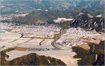 Aerial photo of affluent suburbs in Southern California.