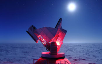Image of the South Pole Telescope in Antarctica.