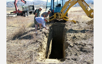 Photo of scientists Ramon Arrowsmith/ASU (left) and Sinan Akciz/UCI (right) in the Carrizo Plain.