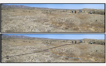 Photo of an offset stream channel along the Carrizo Plain section of the San Andreas Fault.