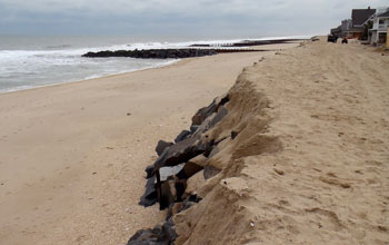 Seawall dating to 1882 by the beach in Bay Head, N.J.