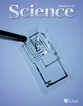 Cover of the September 28, 2012 cover of the journal Science.