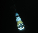 Tubular, remotely operated vehicle named SCINI, under water