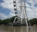 The entrance to the high ferris wheel in Brisbane under water.