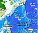 O vulcão NW Rota-1 fica ao Norte de Guam.