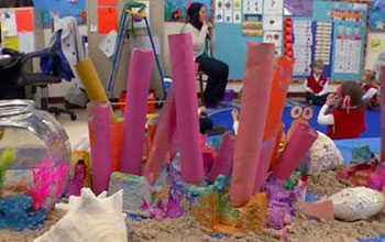 Preschool classroom with aquarium exhibit