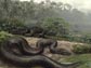 This artists rendering of the largest snake on record shows its size; it lived in or near water.