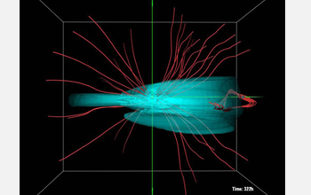 Image from a simulated interplanetary disturbance caused by an
solar magnetic eruption (SME)