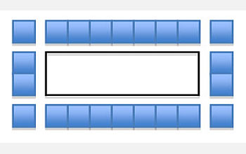 a rectangle whose perperimeter is surrounded with 18 square tiles.