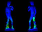 A front and back view of Michelangelos David through the eyes of the Scan and Solve software.