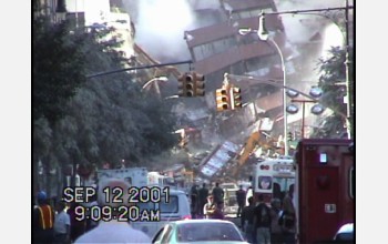 Damage at the collapse site.