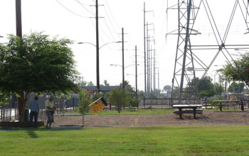 People ine Sherman Park, in a low-income Phoenix neighborhood, with very few trees