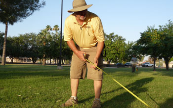 Researchers Chris Martin, Darrel Jenerette (background) conducting field work in Phoenix.