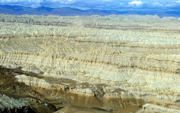Photo of rock exposures in the Himalayas' Zanda Basin.