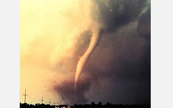 Photo of the 1973 Union City, Okla., tornado, first tornado captured by Doppler radar.