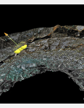 Close-up image of the tunnel roof showing a gVT measurement location.