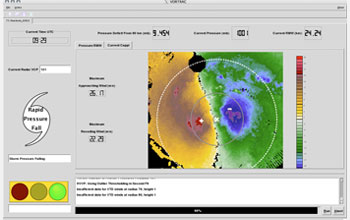 Screen capture of VORTRAC used to provide updates on hurricanes as they approach land.