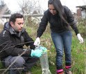 Researchers with water samples