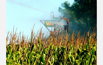 Photo of pumped groundwater being used for irrigation.