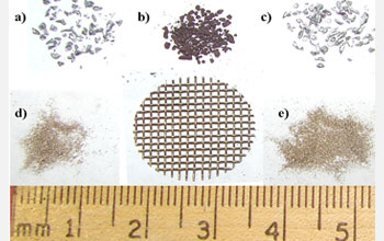 Photo showing different types of leaded particles that can attach to screens or sampling containers.