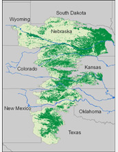 Map of High Plains Aquifer showing irrigated and dryland agriculture.