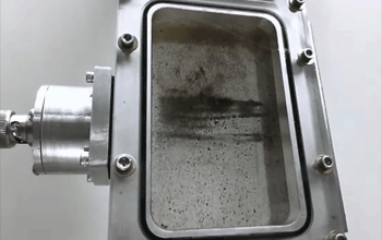 animated gif showing a container purifying water