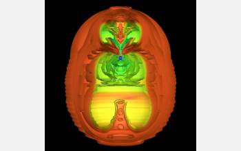 Reverberating sound waves are about to tear this simulated star apart.