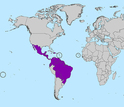 Map showing regions of the world where the Zika virus is currently active, as of Feb. 3, 2016.