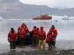 researchers disembark on Antarctica