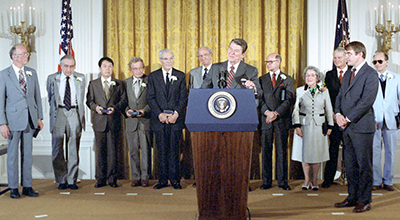 President Reagan and group of laureates