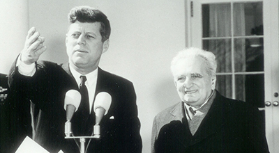 president John F. Kennedy with medalist Theodore von Karman