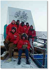 Crew members at the South Pole