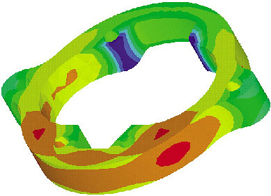 Virtual manufacturing research includes finite element analysis for preprocess determination of manufacturing errors related to geometrical accuracy and thermal variations due to machines and environment.