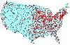 Traveling salesman path through USA towns with more than 500 residents