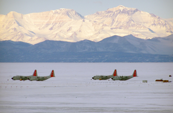 LC-130s on the skiway at Williams Field near McMurdo Station, Ross Island Antarctica