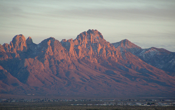 The Organ Mountains are a backdrop for the Chihuahuan Desert and encroaching city of Las Cruces.