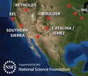 map showing Critical Zone Observatories locations across North America.