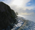 Eroding foredune scarp during a large El Niño wave event in January 2016 in central California.