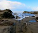 El Niño waves breach the foredune in central California in January 2016.